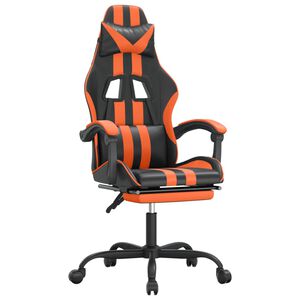vidaXL Silla gaming giratoria reposapi&eacute;s cuero sint&eacute;tico negro naranja