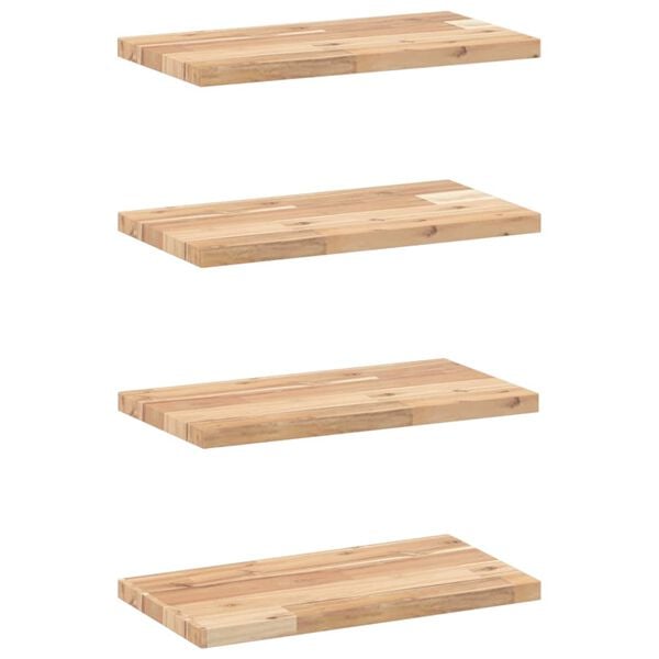 vidaXL Estantes flotantes 4 uds madera acacia sin tratar 40x20x2 cm