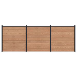 vidaXL Panel de valla 3 pcs WPC y Aluminio Marr&oacute;n