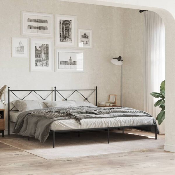 vidaXL Estructura cama sin colchón con cabecero metal negro 193x203 cm