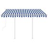 vidaXL Toldo retr&aacute;ctil autom&aacute;tico con postes azul y blanco 3x2,5 m