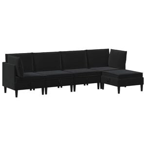 vidaXL Juego de muebles de sal&oacute;n con coj&iacute;n 5 pcs Negro Terciopelo