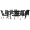 vidaXL Juego de comedor para jard&iacute;n 9 piezas acero y textilene negro