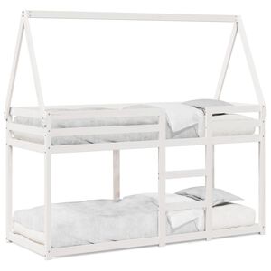 vidaXL Cama litera con techo madera maciza de pino blanco 90x190 cm