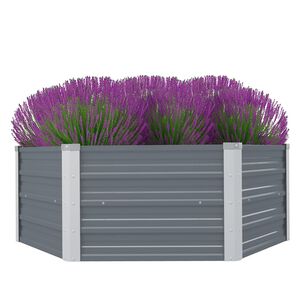 vidaXL Arriate de acero galvanizado plateado 129x77 cm