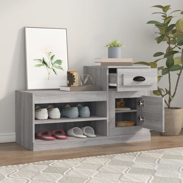 vidaXL Mueble zapatero madera contrachapada gris Sonoma 100x42x60 cm