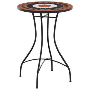 vidaXL Mesa de bistr&oacute; de mosaico cer&aacute;mica terracota y blanco &Oslash;50x70 cm