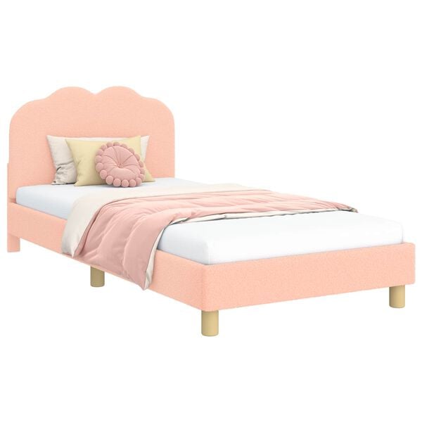 vidaXL Cama para ni&ntilde;os con cabecero Rosa 90 x 200 cm Tela de Oveja