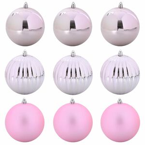vidaXL Juego de Esferas Navide&ntilde;as XL 9 uds. Rosa &Oslash; 15 cm Pl&aacute;stico