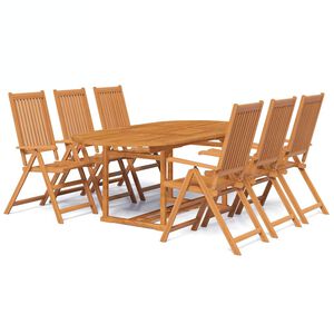 vidaXL Set de comedor de jard&iacute;n 7 piezas madera maciza de acacia 150-200 cm