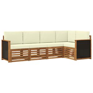 vidaXL Conjunto de Sof&aacute; Seccional con coj&iacute;n 4 pcs Natural y Crema