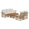 vidaXL Conjunto de sof&aacute;s de jard&iacute;n 6 uds. Natural y Crema