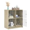 vidaXL Armario auxiliar puertas de vidrio roble Sonoma 68x37x75,5 cm