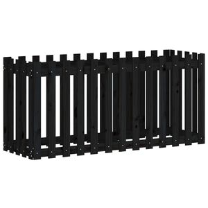 vidaXL Arriate elevado jard&iacute;n con valla madera pino negro 150x50x70cm