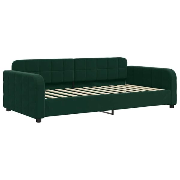 vidaXL Sof&aacute; cama sin colch&oacute;n terciopelo verde oscuro 100x200 cm