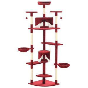 vidaXL Rascador para gatos con poste de sisal rojo y blanco 203 cm