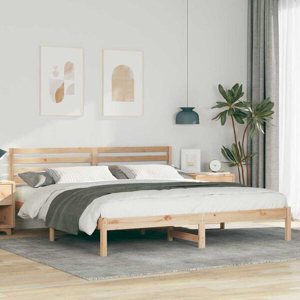 vidaXL Estructura de cama Marr&oacute;n 200 x 200 cm Madera de pino macizo