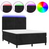 vidaXL Cama box spring colch&oacute;n y LED terciopelo negro 140x190 cm