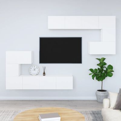 vidaXL Mueble de pared para TV madera contrachapada blanco
