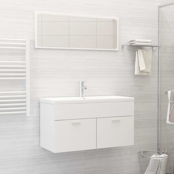 vidaXL Conjunto de muebles de baño 2 piezas contrachapada blanco