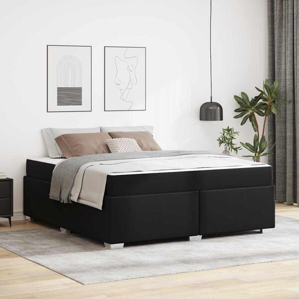 vidaXL Estructura de cama con colch&oacute;n Negro 180 x 200 cm tela