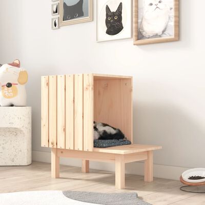 vidaXL Casa para gatos de madera maciza de pino 60x36x60 cm