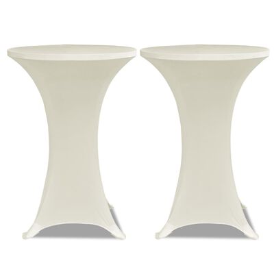 2 Manteles color crema ajustados para mesa de pie - 60 cm diámetro