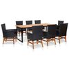 vidaXL Set comedor jard&iacute;n 9 pzas rat&aacute;n sint&eacute;tico y madera acacia negro