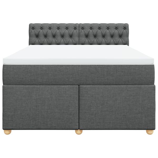 vidaXL Cama box spring con colchón tela gris oscuro 140x190 cm