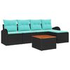 vidaXL Conjunto de sof&aacute;s de jard&iacute;n 6 uds. Negro y Turquesa