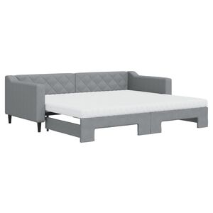 vidaXL Sof&aacute; cama nido con colch&oacute;n tela gris claro 90x200 cm