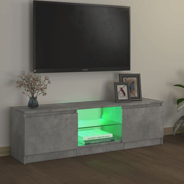 vidaXL Mueble de TV con luces LED gris hormigón 120x30x36 cm