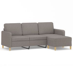 vidaXL Sof&aacute; de 3 plazas con taburete de tela gris taupe 180 cm