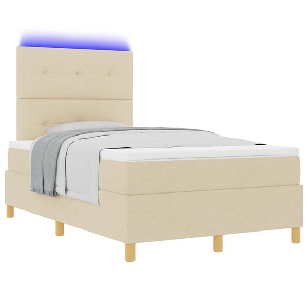vidaXL Cama tipo Box Spring con colch&oacute;n Crema 120 x 190 cm tela