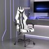 vidaXL Silla gaming giratoria cuero sintético blanco y negro