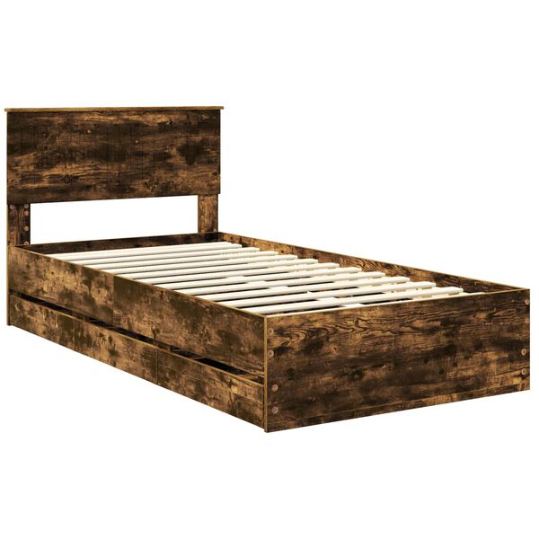 vidaXL Estructura de cama Roble ahumado 100 x 200 cm Madera Ingenieril