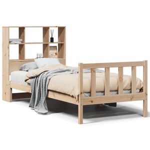 vidaXL Cama con estanter&iacute;a sin colch&oacute;n madera maciza de pino 90x190 cm