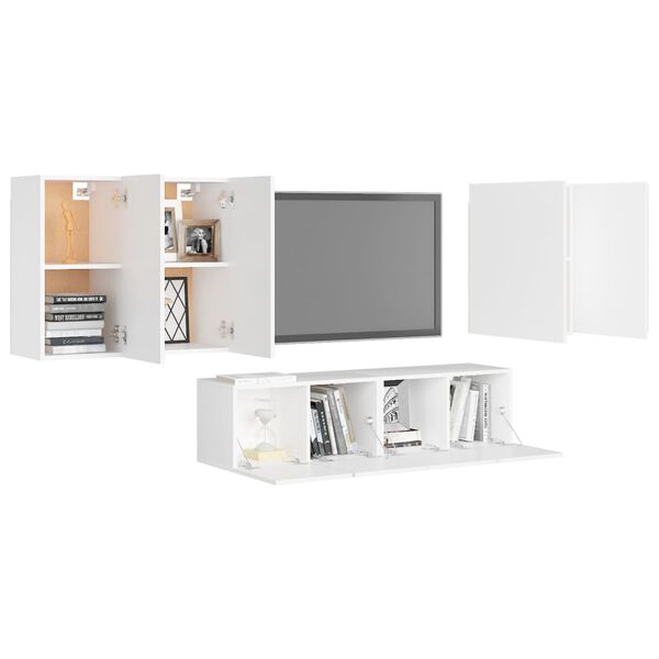 vidaXL Set de muebles de sal&oacute;n TV 6 piezas madera de ingenier&iacute;a blanco