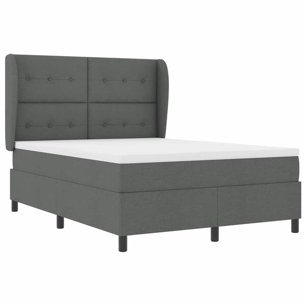 vidaXL Cama tipo Box Spring con colch&oacute;n Gris oscuro 140 x 200 cm tela