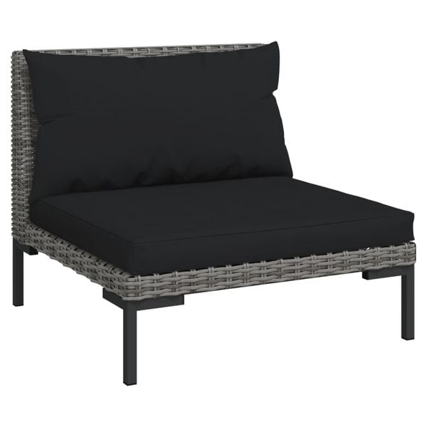 vidaXL Muebles de jard&iacute;n 10 pzas y cojines rat&aacute;n sint&eacute;tico gris oscuro