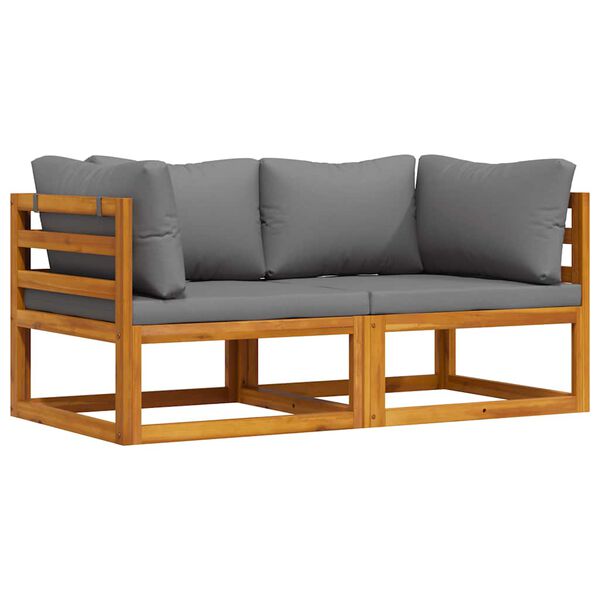 vidaXL Sof&aacute;s de esquina seccionales 2 uds con cojines tela gris oscuro