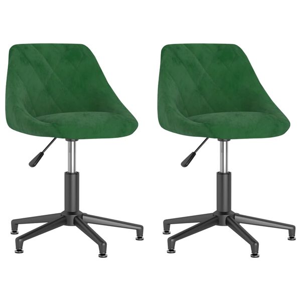vidaXL Sillas de comedor giratorias 2 unidades terciopelo verde oscuro