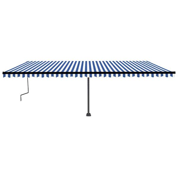 vidaXL Toldo de pie retr&aacute;ctil manual azul y blanco 600x350 cm