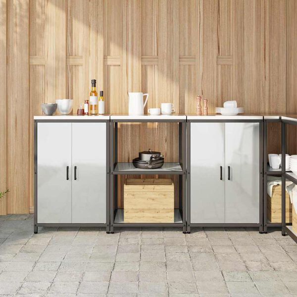 vidaXL Juego de Almacenamiento de Cocina con estante 3 pcs Plateado