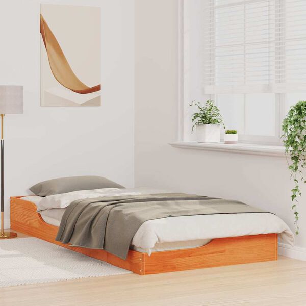 vidaXL Estructura de cama Marr&oacute;n cera 80 x 200 cm