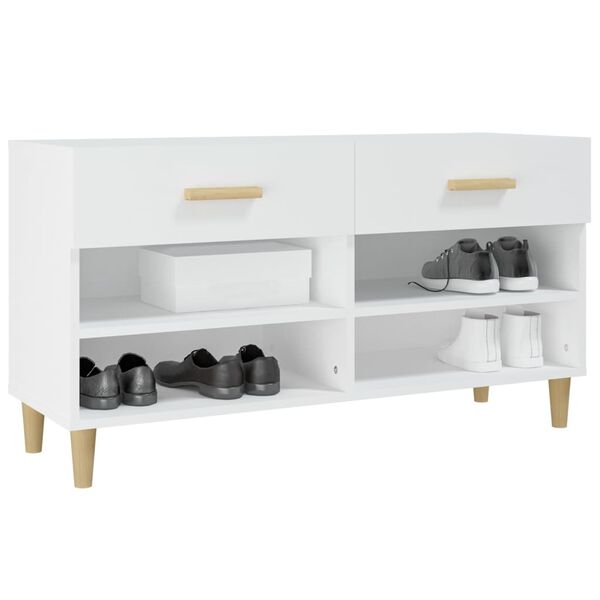 vidaXL Mueble zapatero de madera contrachapada blanco 102x35x55 cm