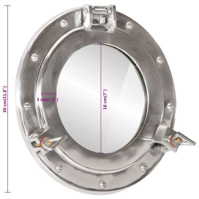vidaXL Espejo de ojo de buey de pared aluminio y vidrio Ø30 cm