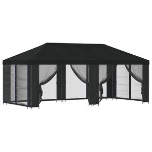 vidaXL Gazebo de jard&iacute;n con paredes laterales 6 x 3 m Negro