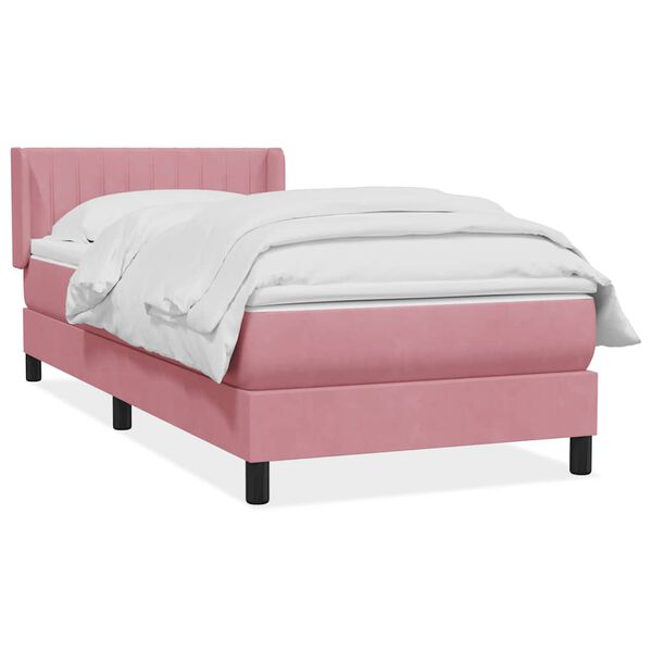 vidaXL Cama box spring con colch&oacute;n terciopelo rosa 100x220 cm