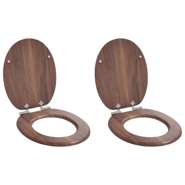 vidaXL Asiento de WC 2 pcs Marr&oacute;n 44 x 38 cm Tablero de MDF